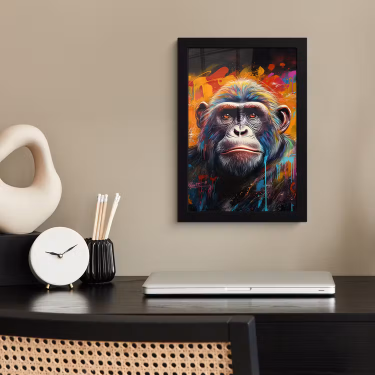 Aap - Gorilla - Graffiti - Dieren - Kleuren fotolijst zwart zonder passe partout klein -sfeer1