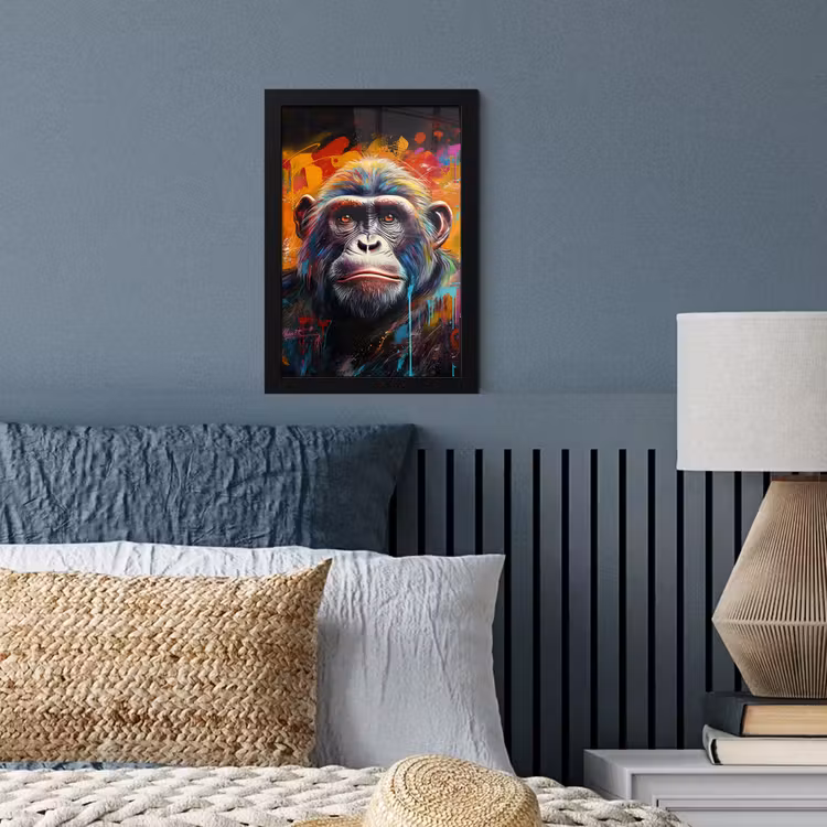 Aap - Gorilla - Graffiti - Dieren - Kleuren fotolijst zwart zonder passe partout klein -sfeer3