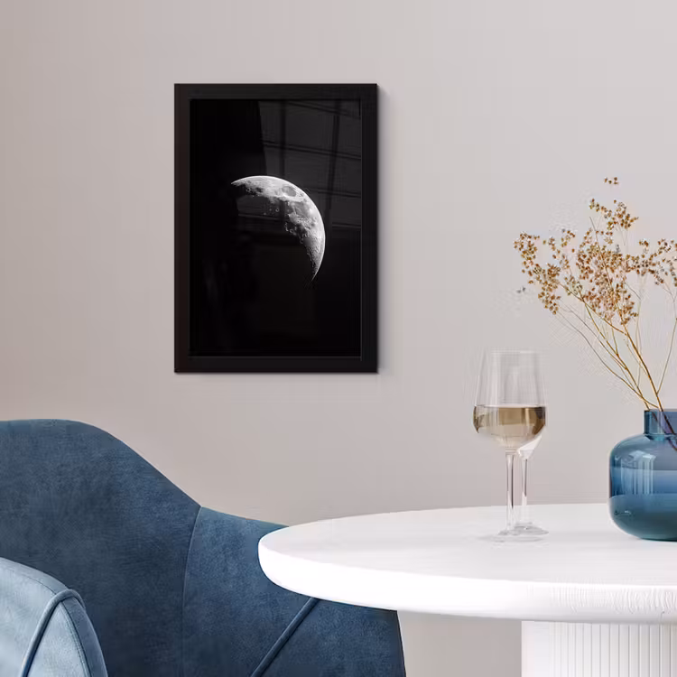 Maan - Hemel - Zwart - Schaduw fotolijst zwart zonder passe partout klein -sfeer4