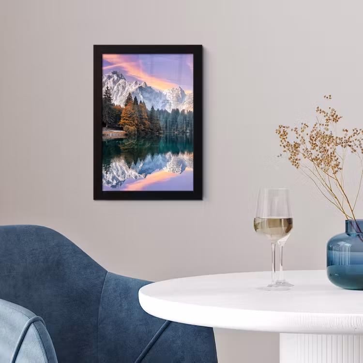 Bergen - Bos - Water - Lucht - Roze - Paars fotolijst zwart zonder passe partout klein -sfeer4