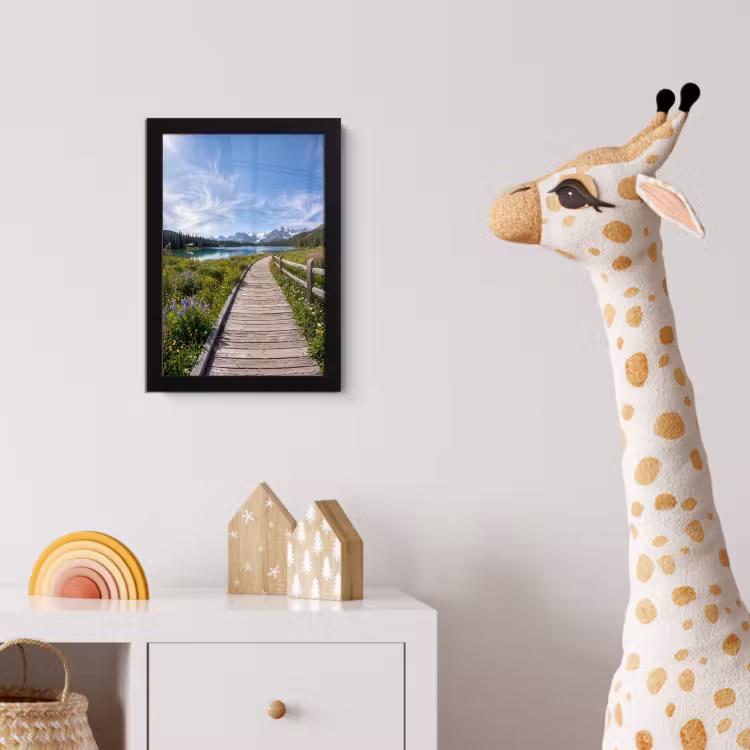 Bergen - Meer - Landschap - Blauw fotolijst zwart zonder passe partout klein -usfeer4_kinderkamer