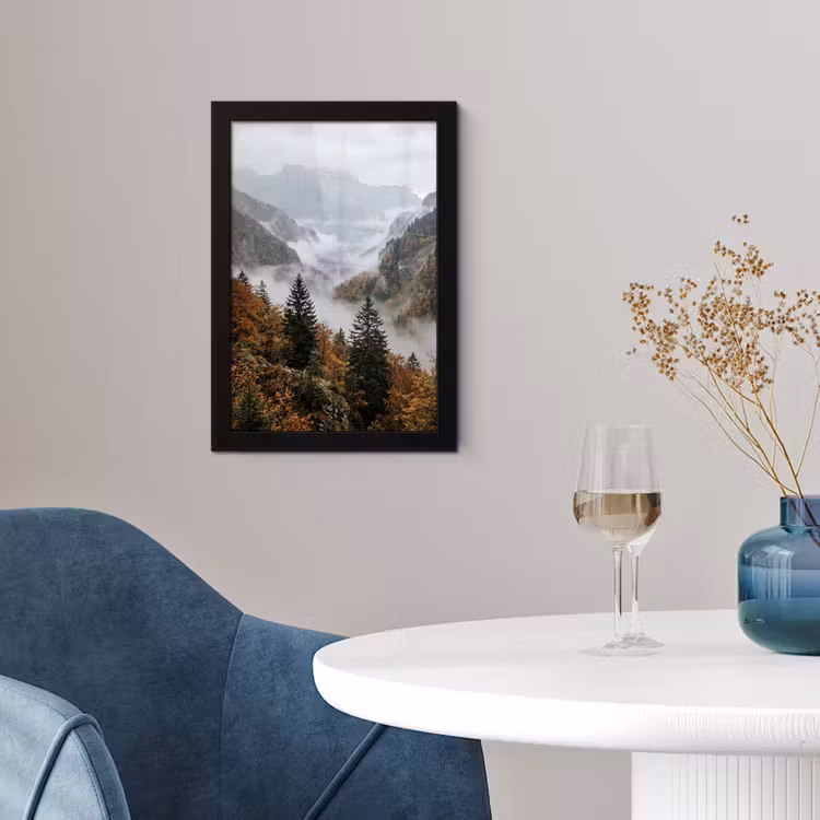 Bergen - Vallei - Mist - Herfst - Natuur fotolijst zwart zonder passe partout klein -sfeer4