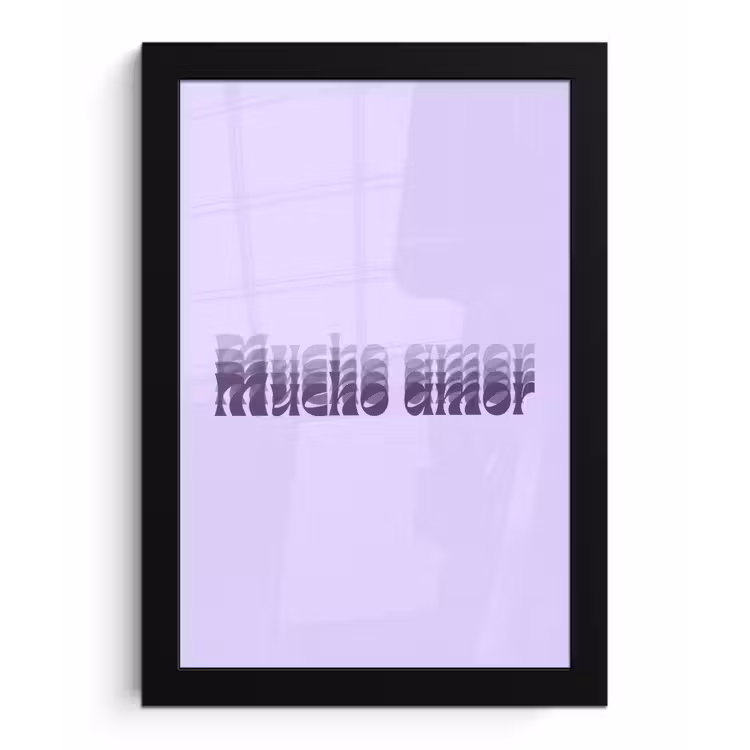 Mucho amor - Paars - Gelaagde letters fotolijst zwart zonder passe partout klein -3d