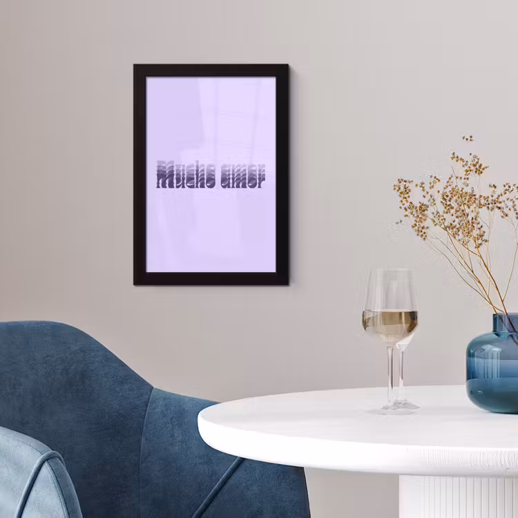 Mucho amor - Paars - Gelaagde letters fotolijst zwart zonder passe partout klein -sfeer4