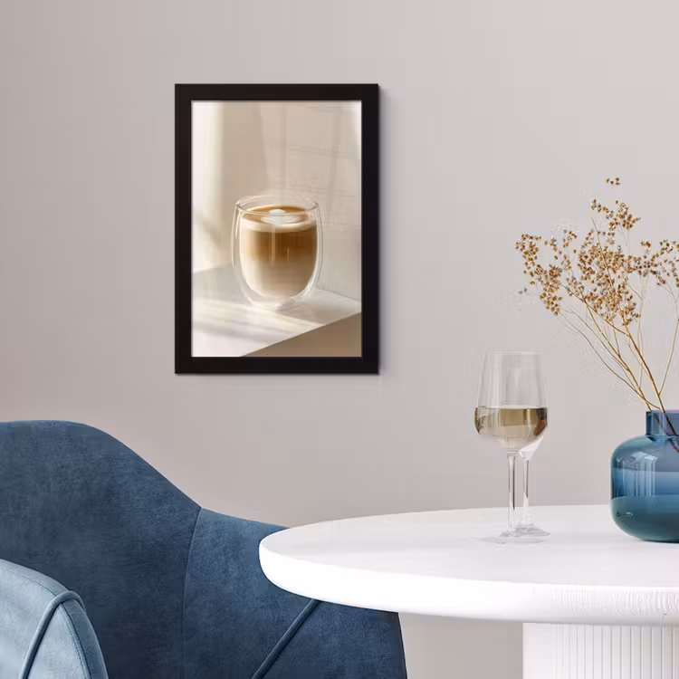 Mok - Latte - Minimalistisch - Schaduw fotolijst zwart zonder passe partout klein -sfeer4