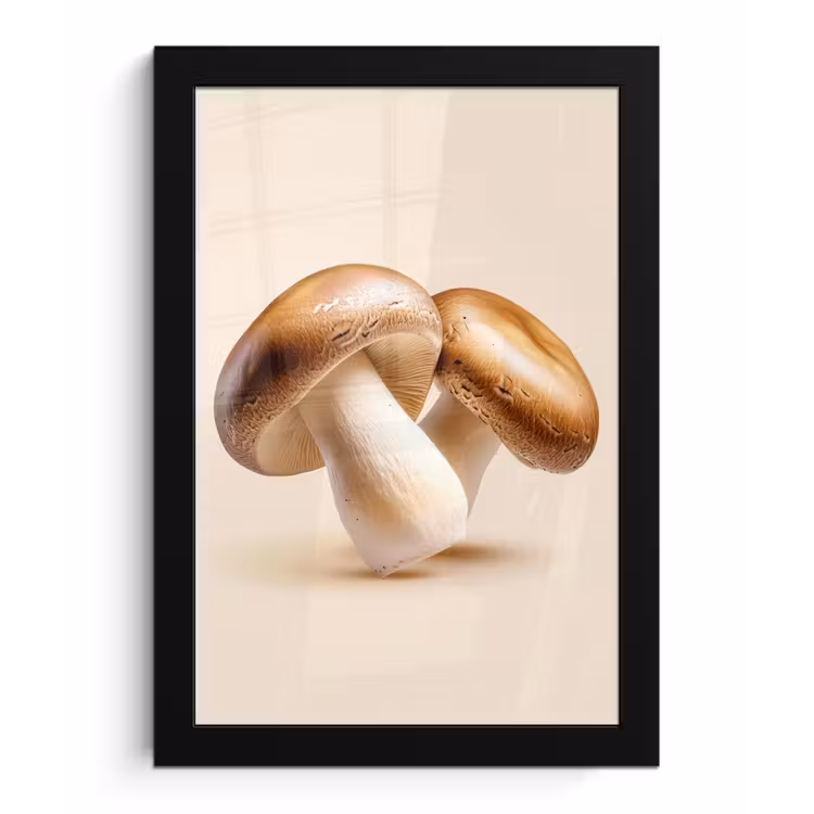 Champignons - Zacht - Beige fotolijst zwart zonder passe partout klein -3d