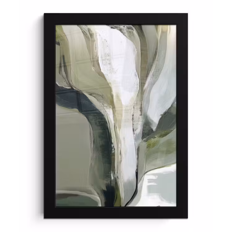 Natuur - Abstract - Groen - Penseelstreken fotolijst zwart zonder passe partout klein -3d
