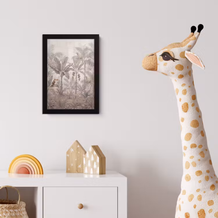 Natuur - Jungle - Ringstaartmaki - Bruin fotolijst zwart zonder passe partout klein -usfeer4_kinderkamer