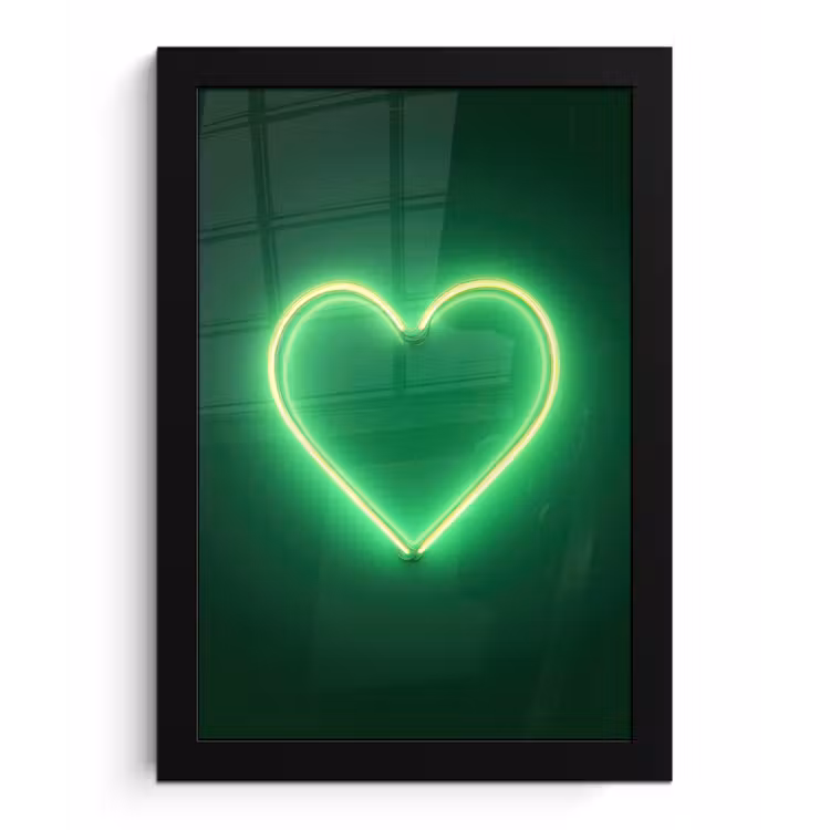 Neon - Groen - Licht fotolijst zwart zonder passe partout klein -3d