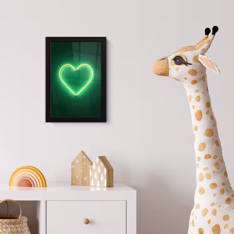 Neon - Groen - Licht fotolijst zwart zonder passe partout klein -usfeer4_kinderkamer