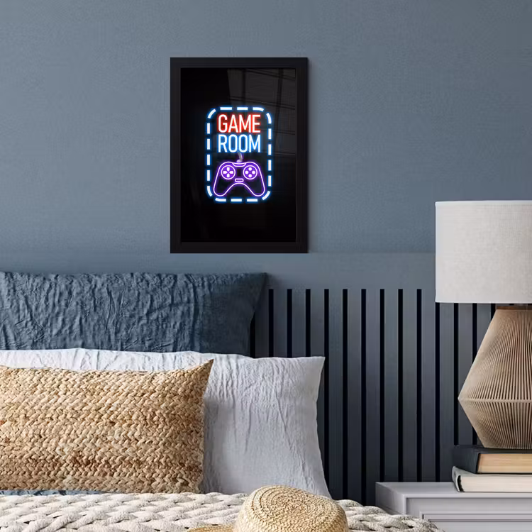 Neon - Quotes - Game room - Controller - Zwart fotolijst zwart zonder passe partout klein -sfeer3