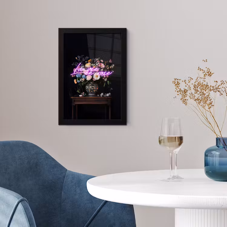 Neon - Vaas - Bloemen fotolijst zwart zonder passe partout klein -sfeer4