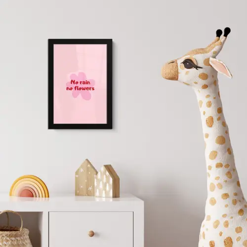 No rain no flowers - Bloem - Roze fotolijst zwart zonder passe partout klein -usfeer4_kinderkamer