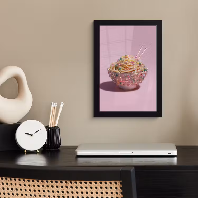 Noodles - Edelstenen - Stokjes - Roze fotolijst zwart zonder passe partout klein -sfeer1