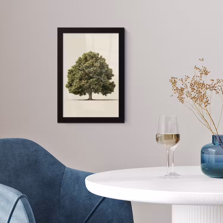 Eikenboom - Groen - Lichte achtergrond fotolijst zwart zonder passe partout klein -sfeer4