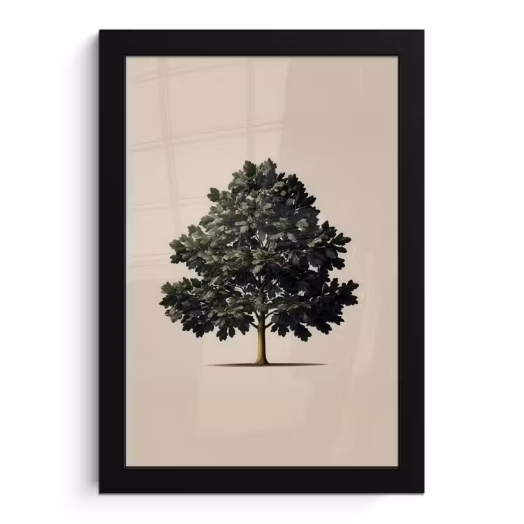 Eikenboom - Schaduw - Egaal fotolijst zwart zonder passe partout klein -3d