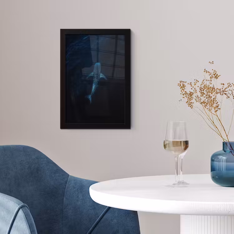 Oceaan - Walvishaai - Donkerblauw - Vlekken fotolijst zwart zonder passe partout klein -sfeer4