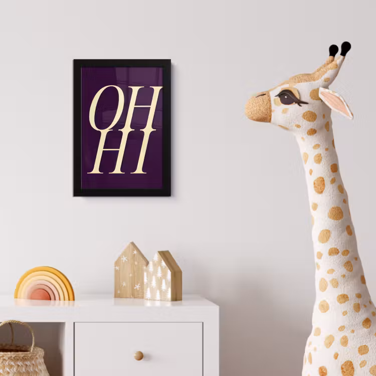 Oh hi - Paars - Minimalistisch fotolijst zwart zonder passe partout klein -usfeer4_kinderkamer