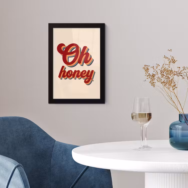 Oh honey - Rood - Schaduw fotolijst zwart zonder passe partout klein -sfeer4