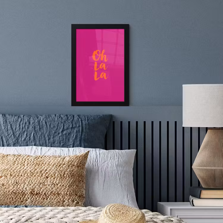 Oh la la - Roze - Oranje - Minimalistisch fotolijst zwart zonder passe partout klein -sfeer3