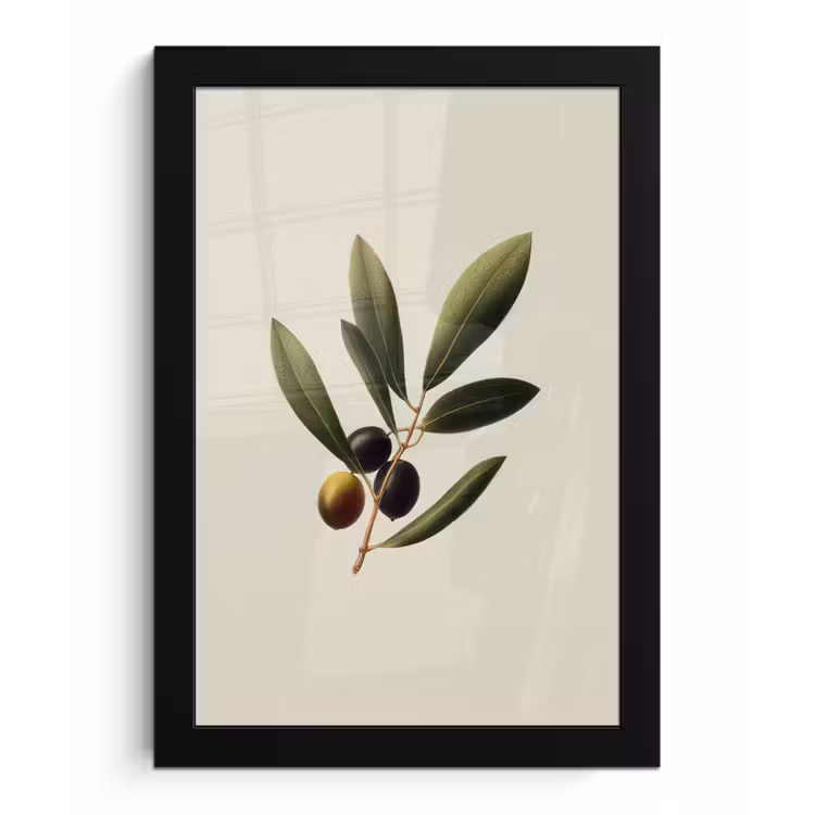 Olijftak - Donkergroen - Olijven fotolijst zwart zonder passe partout klein -3d