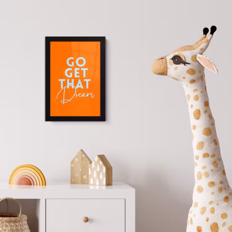 Oranje - Blauw - Go get that dream fotolijst zwart zonder passe partout klein -usfeer4_kinderkamer