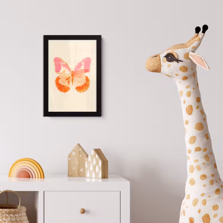 Oranje - Vlinder - Minimalistisch fotolijst zwart zonder passe partout klein -usfeer4_kinderkamer