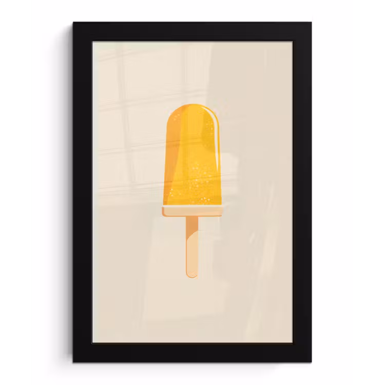 Oranje - Stokje - Waterijsje fotolijst zwart zonder passe partout klein -3d