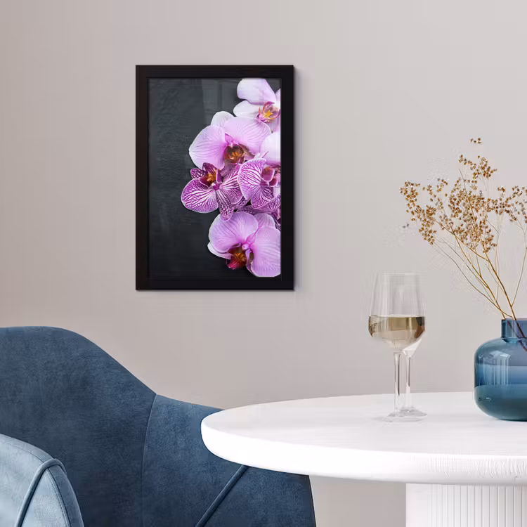 Orchidee - Bloemen - Roze - Flora fotolijst zwart zonder passe partout klein -sfeer4