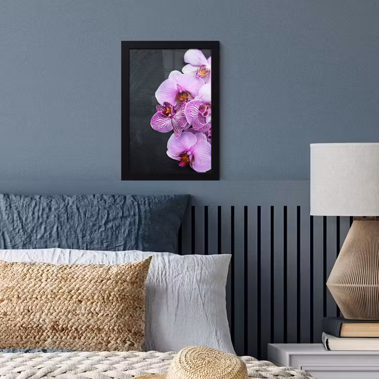Orchidee - Bloemen - Roze - Flora fotolijst zwart zonder passe partout klein -sfeer3