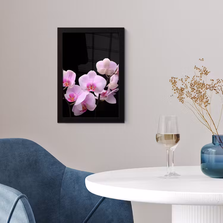 Orchidee - Bloemen - Roze - Flora fotolijst zwart zonder passe partout klein -sfeer4