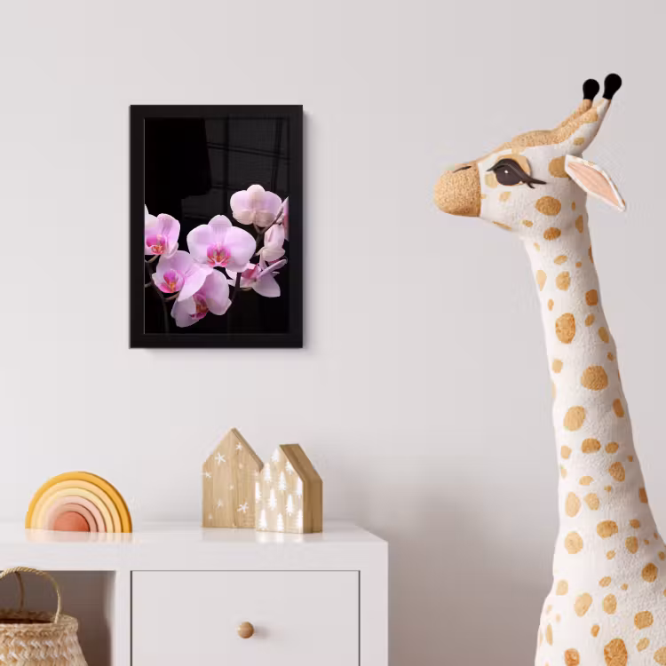 Orchidee - Bloemen - Roze - Flora fotolijst zwart zonder passe partout klein -usfeer4_kinderkamer