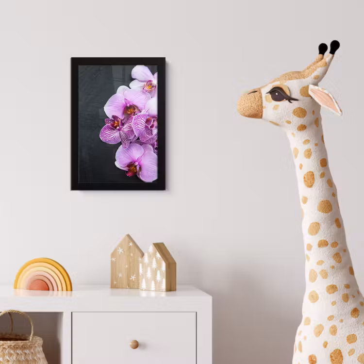 Orchidee - Bloemen - Roze - Flora fotolijst zwart zonder passe partout klein -usfeer4_kinderkamer