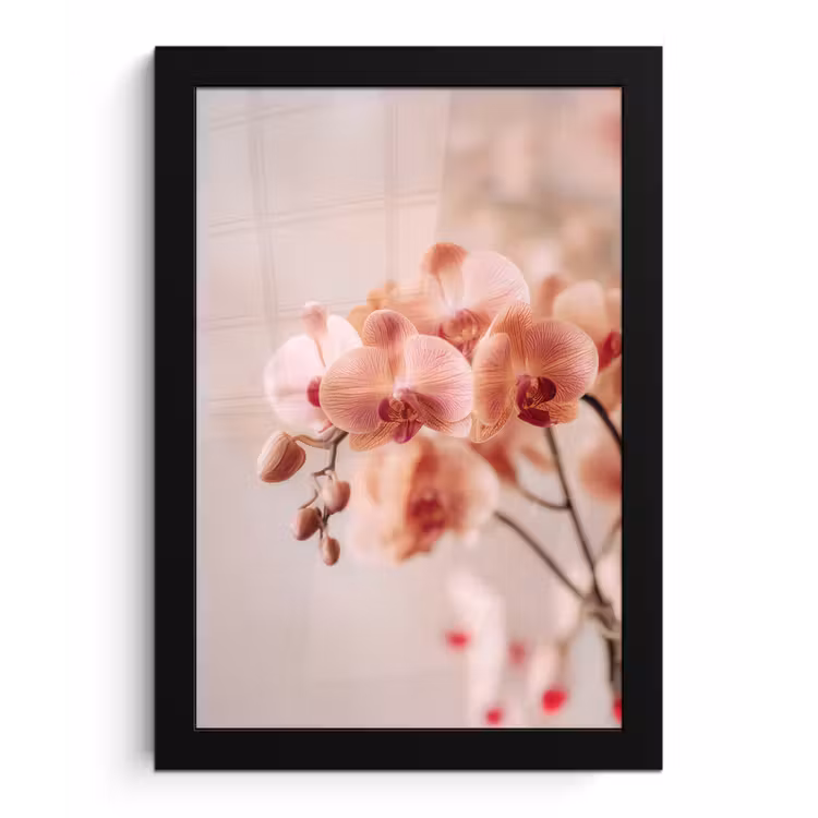 Orchidee - Bloemen - Roze - Bloemblaadjes fotolijst zwart zonder passe partout klein -3d