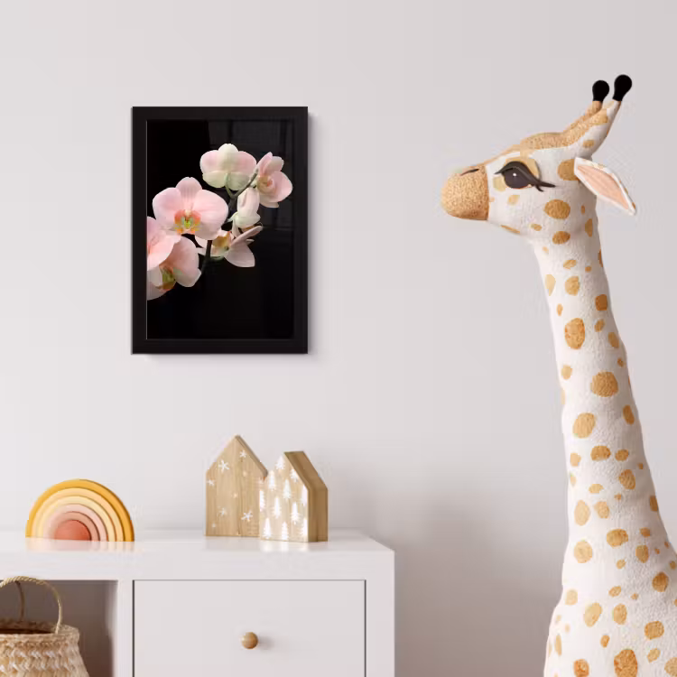 Orchidee - Bloemen - Roze - Stilleven - Flora fotolijst zwart zonder passe partout klein -usfeer4_kinderkamer