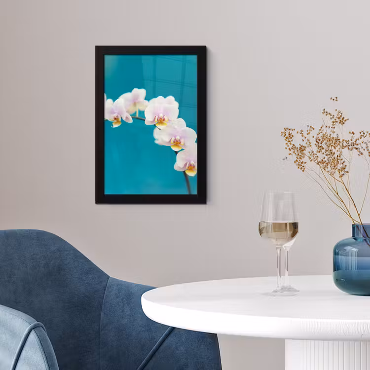 Orchidee - Bloemen - Plant - Wit - Paars fotolijst zwart zonder passe partout klein -sfeer4