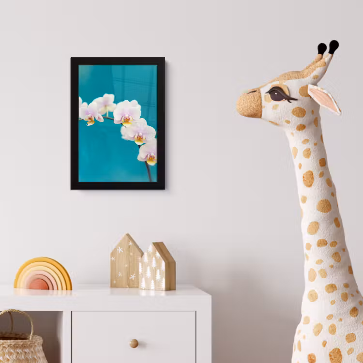Orchidee - Bloemen - Plant - Wit - Paars fotolijst zwart zonder passe partout klein -usfeer4_kinderkamer