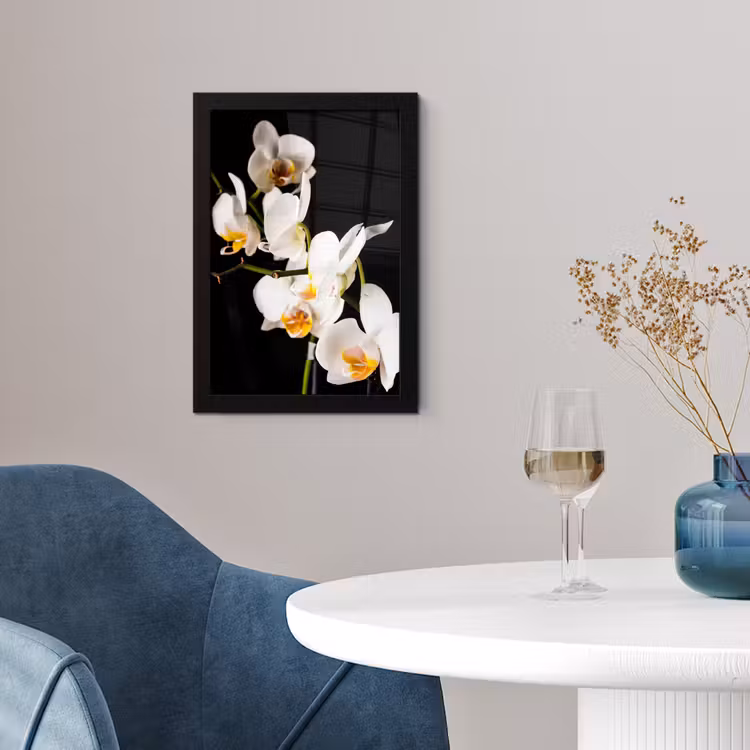 Orchidee - Bloemen - Planten - Botanisch fotolijst zwart zonder passe partout klein -sfeer4