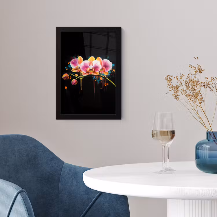 Orchidee - Graffiti - Kleurrijk - Bloemen - Abstract fotolijst zwart zonder passe partout klein -sfeer4