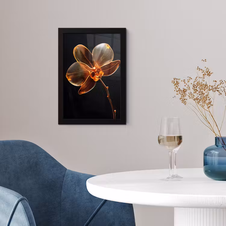 Orchidee - Doorzichtig - Bloem fotolijst zwart zonder passe partout klein -sfeer4