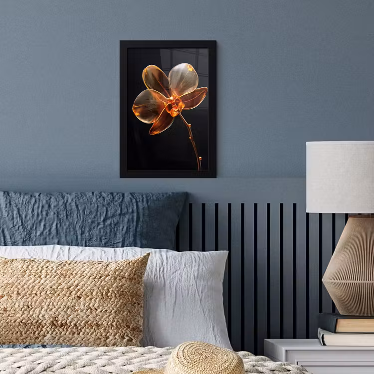 Orchidee - Doorzichtig - Bloem fotolijst zwart zonder passe partout klein -sfeer3