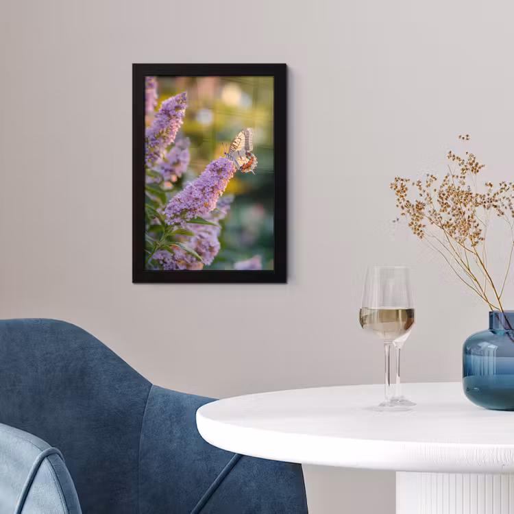 Sierlijke - Vlinder - Paarse - Bloemen fotolijst zwart zonder passe partout klein -sfeer4