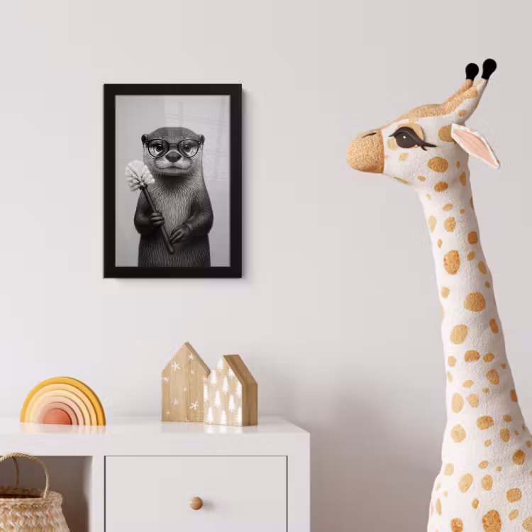 Otter - Wc-borstel - Bril - Zwart - Wit fotolijst zwart zonder passe partout klein -usfeer4_kinderkamer