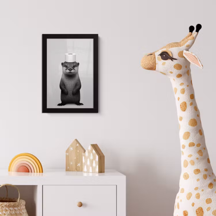 Otter - WC rol - Zwart - Wit fotolijst zwart zonder passe partout klein -usfeer4_kinderkamer