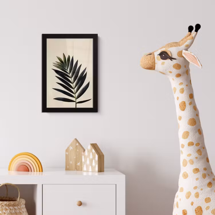 Palmblad - Donkere bladen - Subtiel fotolijst zwart zonder passe partout klein -usfeer4_kinderkamer