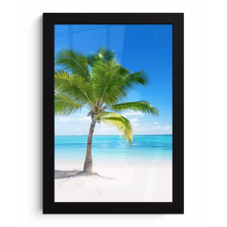 Palmboom - Strand - Zee - Zomer fotolijst zwart zonder passe partout klein -3d