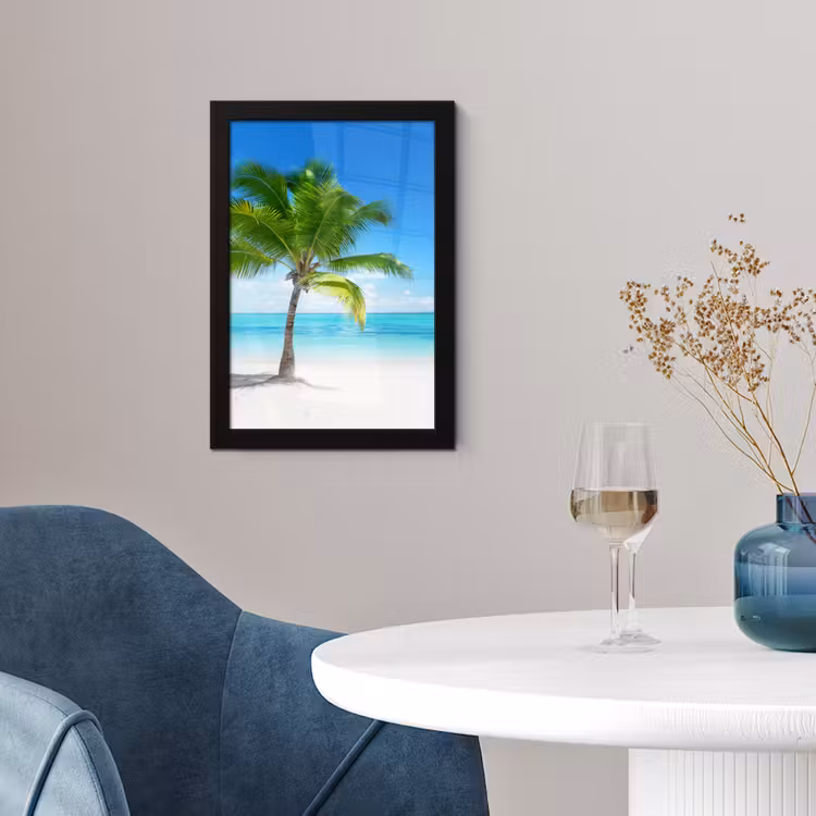 Palmboom - Strand - Zee - Zomer fotolijst zwart zonder passe partout klein -sfeer4