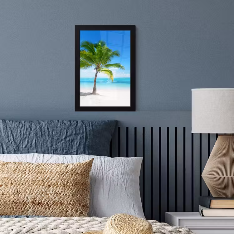 Palmboom - Strand - Zee - Zomer fotolijst zwart zonder passe partout klein -sfeer3