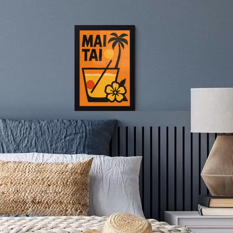 Palmboom - Bloem - Art - Drink fotolijst zwart zonder passe partout klein -sfeer3