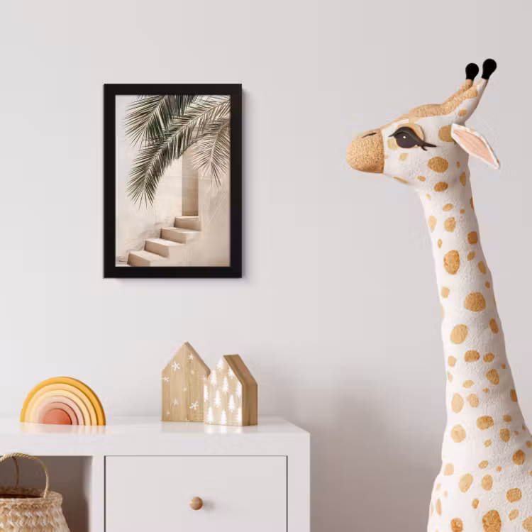 Palmboom - Schaduw - Trap - Beige fotolijst zwart zonder passe partout klein -usfeer4_kinderkamer